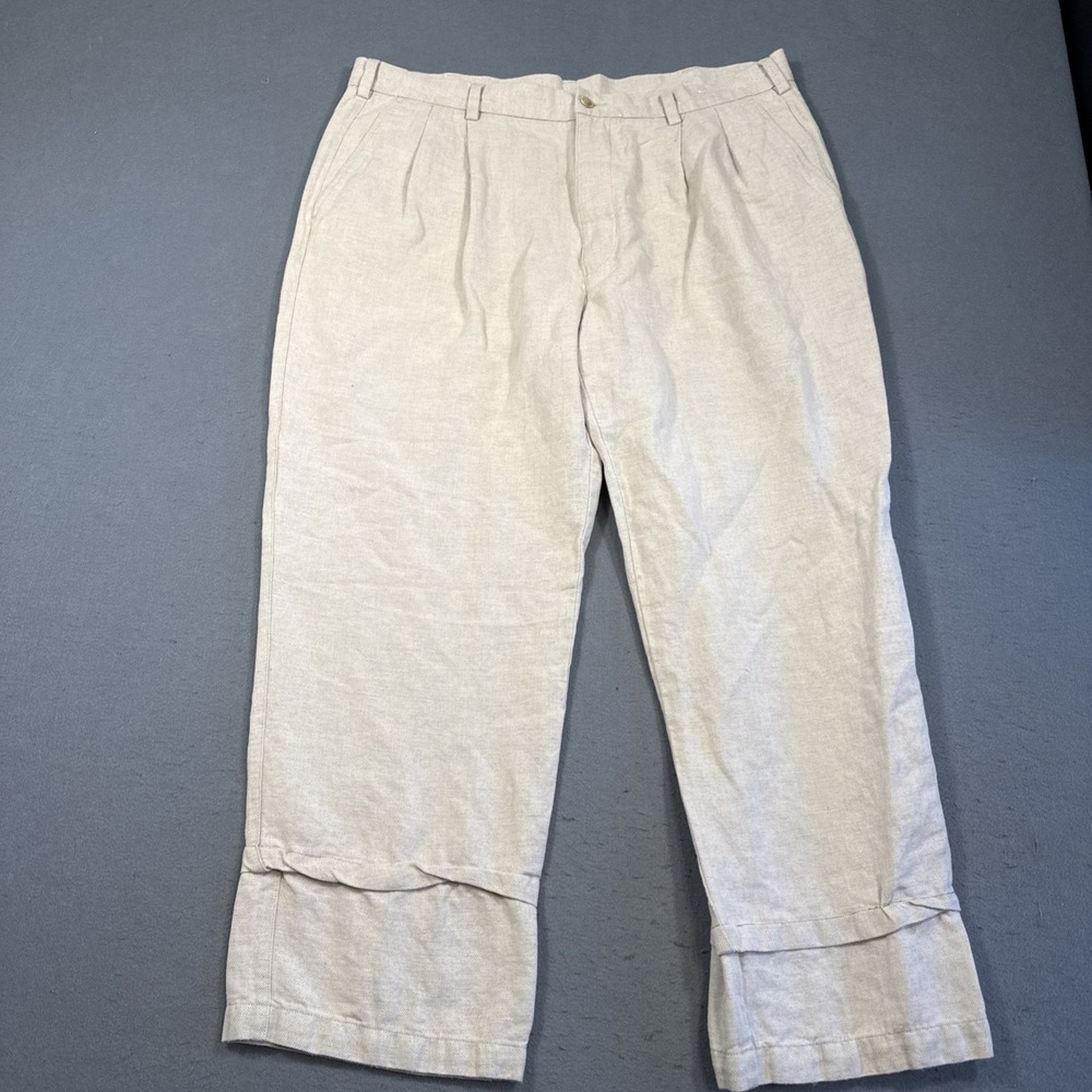 Caribbean Beach Lounge Casual Pants Men's 38x30 Khaki Linen